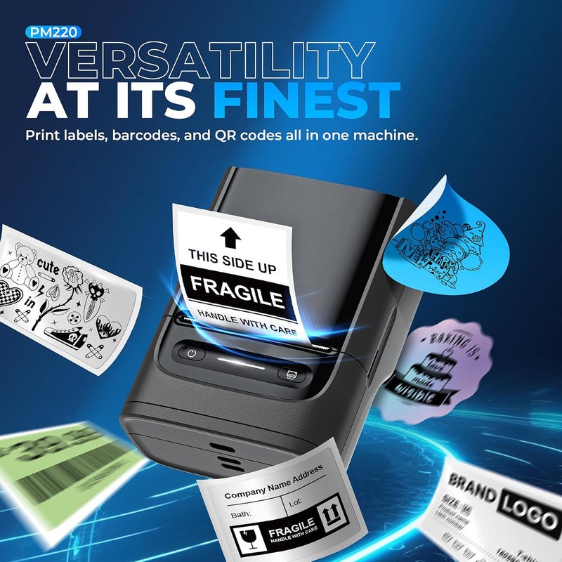 Nelko Label Maker Machine with Tape, PM220 Bluetooth Label Printer, Portable Thermal Printer for Small Business, Address, Logo, Clothing, Mailing, Sticker Printer for Phones & PC, 1 Count, Black - Image 5